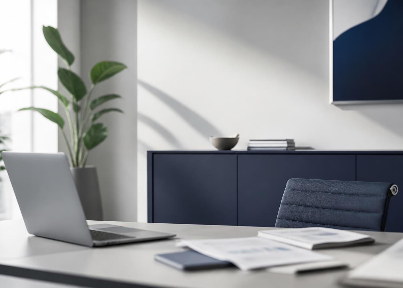 Ambiente de trabalho claro e organizado